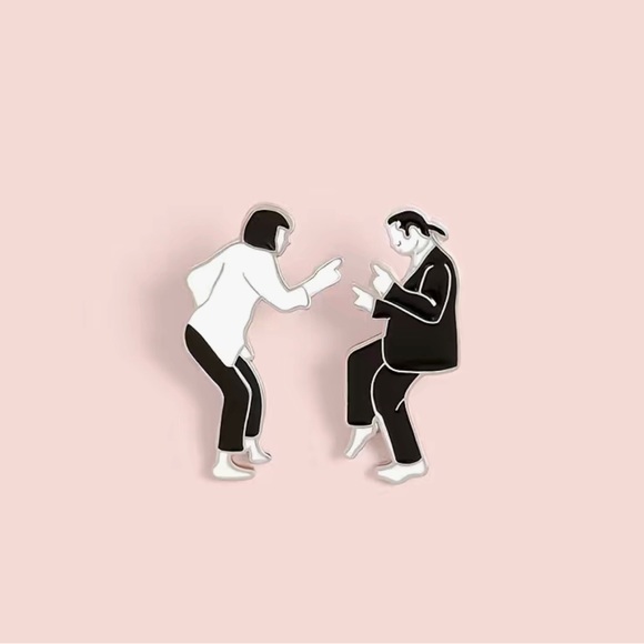 🎶 New! Set of 2 Pulp Fiction Movie Enamel Famous Dance Pins - Picture 5 of 7